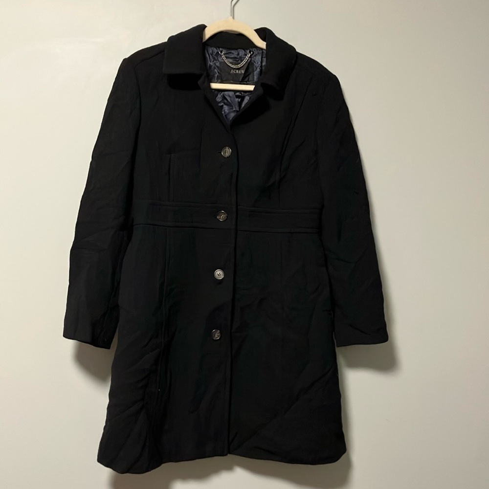J. Crew italian double cloth black wool coat
